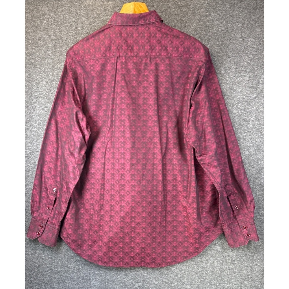 Robert Graham Button Down Shirt Mens XL Burgundy Paisley Jacquard Hipster Fading - Picture 6 of 13